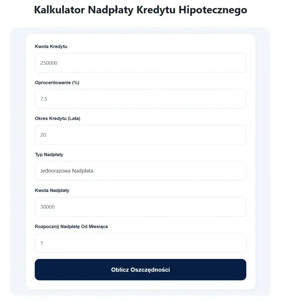 kalkulator nadpłaty kredytu hipotecznego kalkulator nadpłaty kredytu hipotecznego